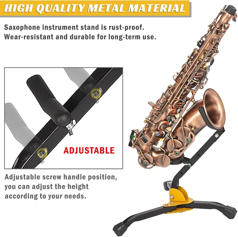 GOGHOST Saxophone Stand, Portable Folding Metal Alto/Tenor Sax Stand - Adjustable Triangle Base Holder Display Rack, Musical Instrument Accessories - Image 3